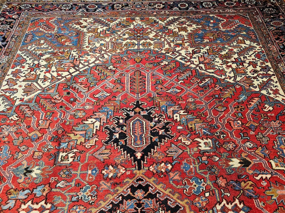 Antique Oversize Heriz Rug, Wool With Vegetable Dyes, Nw Persia, 1920s - 11