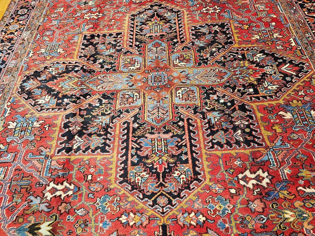 Antique Oversize Heriz Rug, Wool With Vegetable Dyes, Nw Persia, 1920s - 12