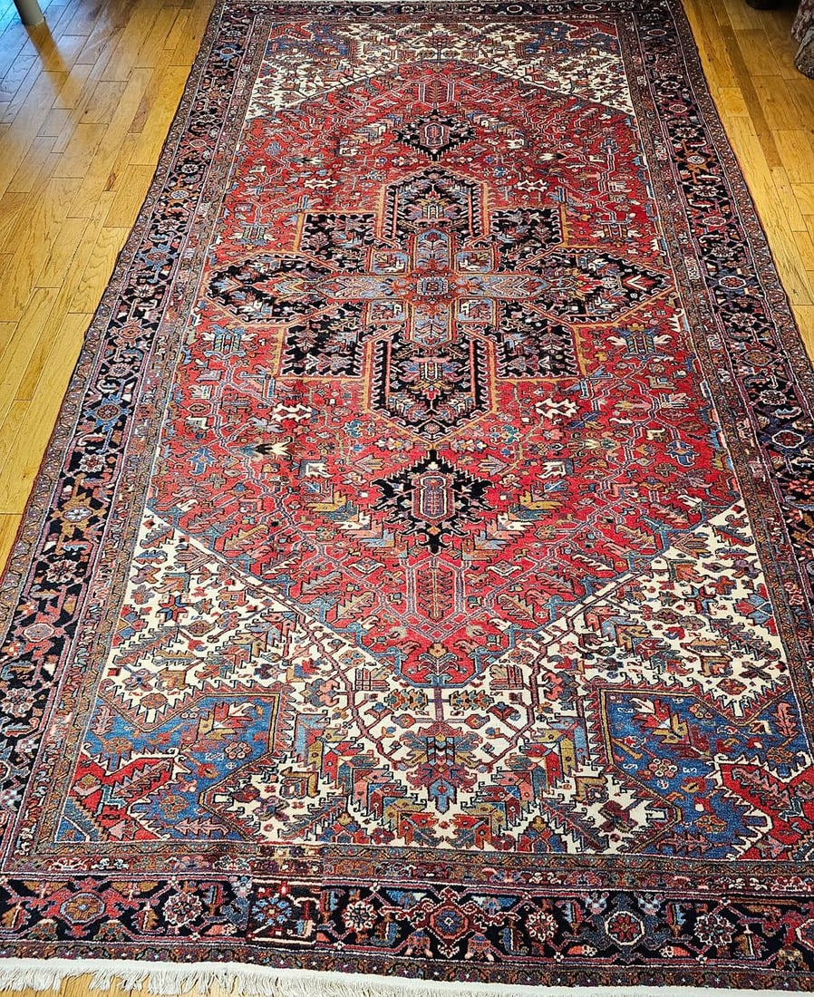 Antique Oversize Heriz Rug, Wool With Vegetable Dyes, Nw Persia, 1920s - 2