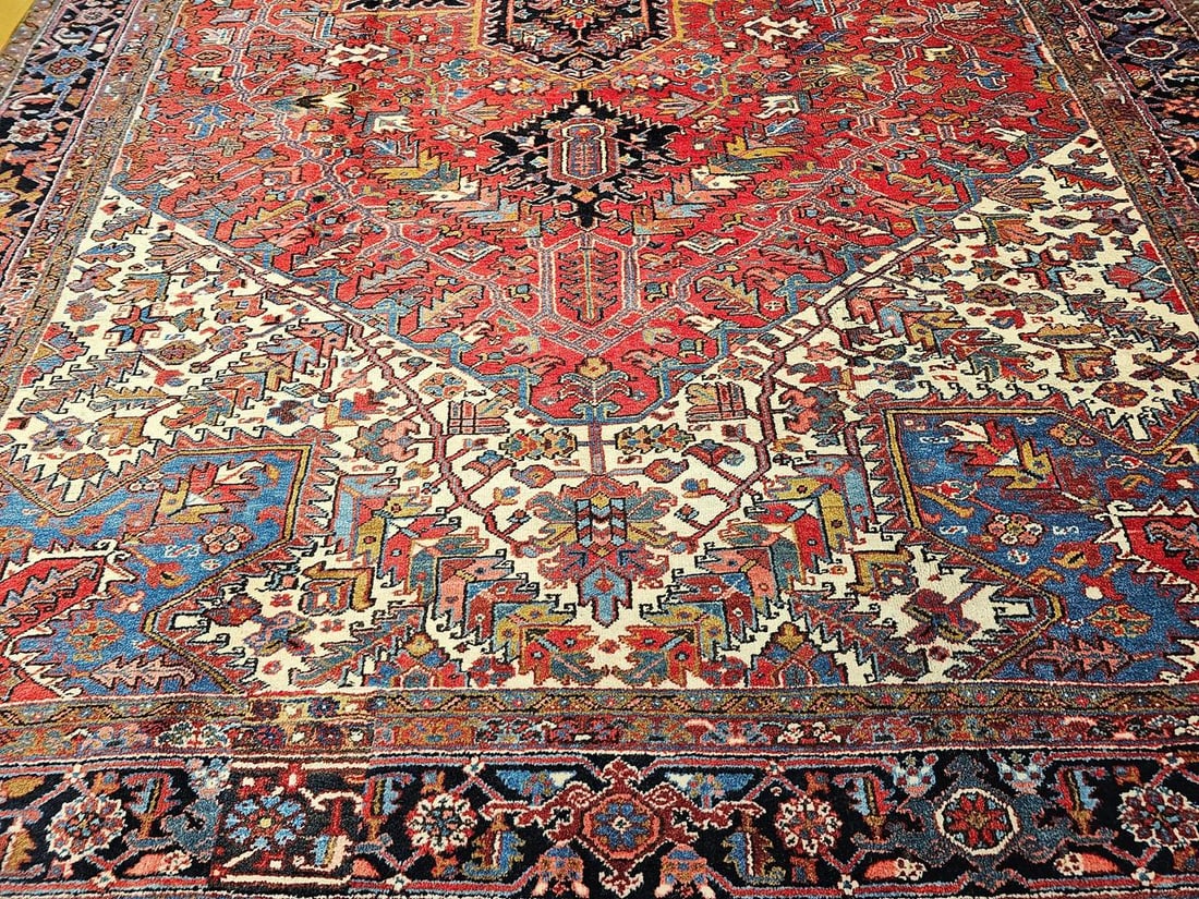 Antique Oversize Heriz Rug, Wool With Vegetable Dyes, Nw Persia, 1920s - 3