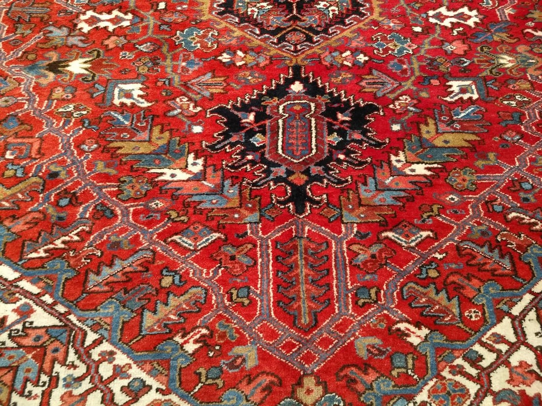 Antique Oversize Heriz Rug, Wool With Vegetable Dyes, Nw Persia, 1920s - 7
