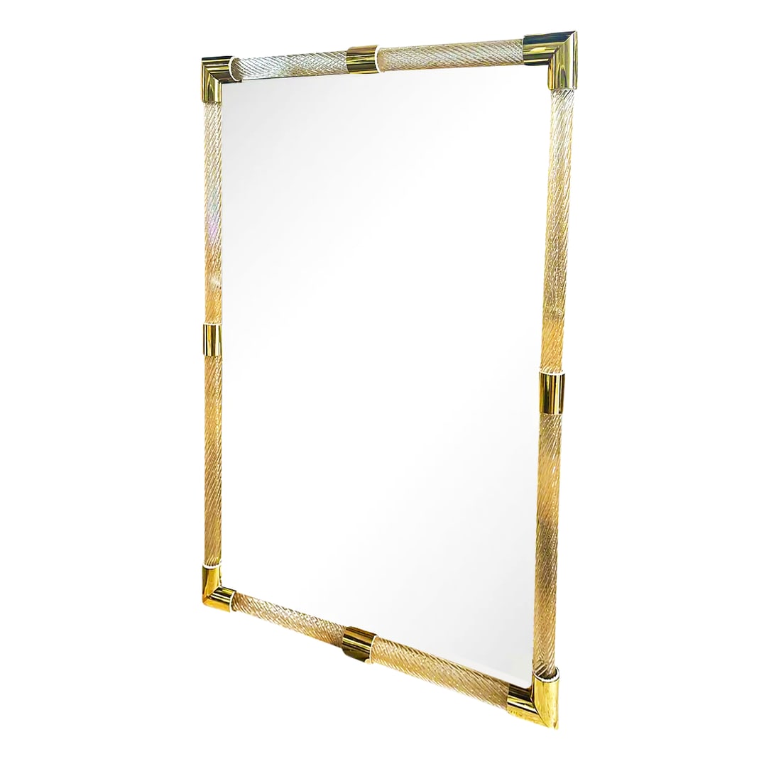 Monumental Italian Venetian "Torciglione" Torchon Murano Glass Wall Mirror in Barovier Style - 5