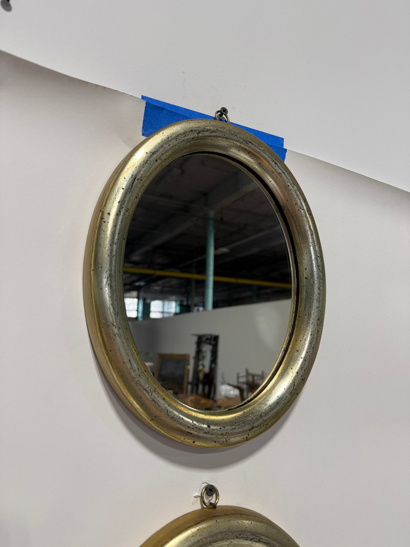 Pair, Borghese Italian Oval Silver Giltwood Wall Mirrors, 20th C. - 6