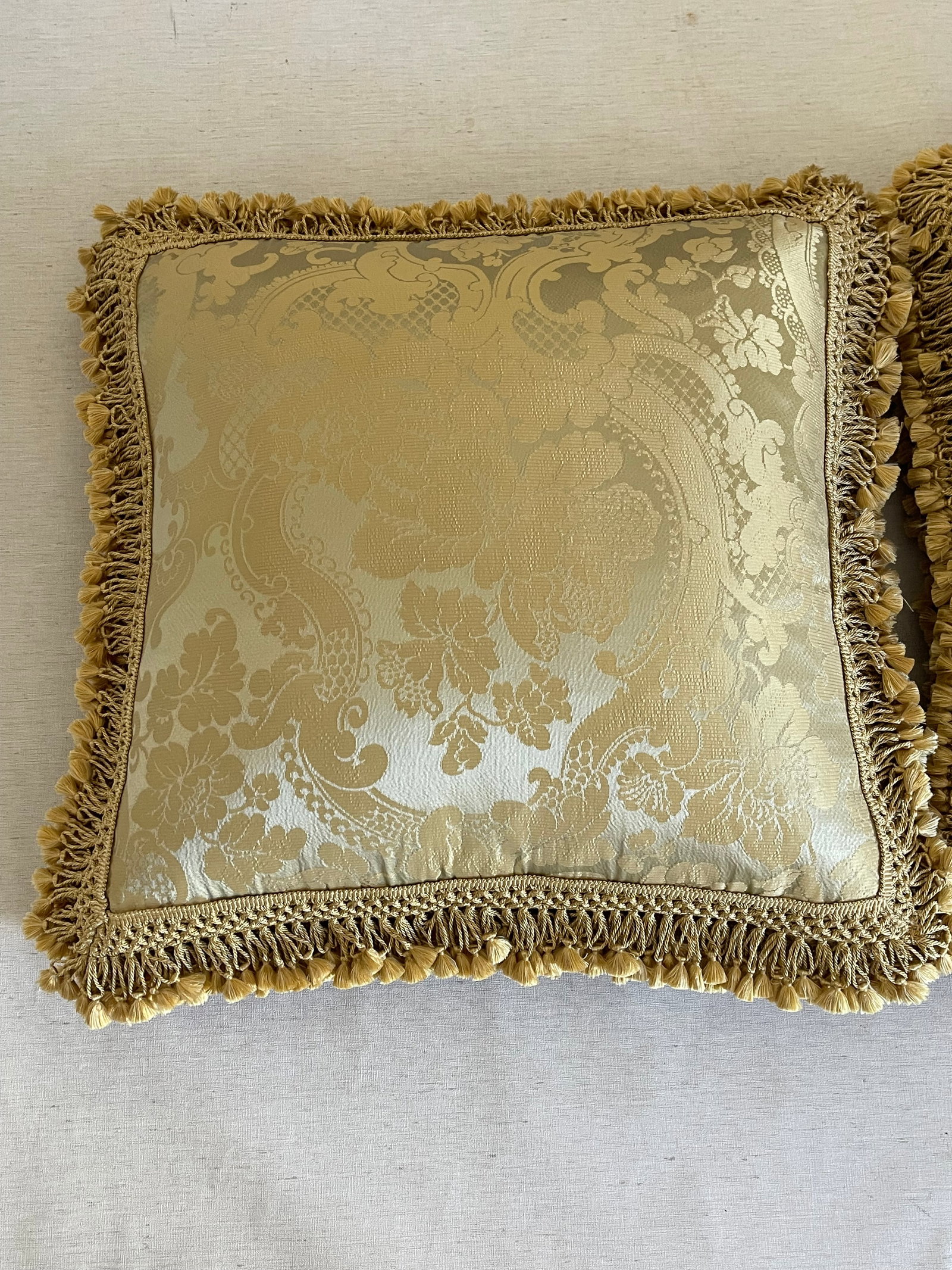 Vintage Italian Fortuny Silk Feather Down Pillows Pair - 5
