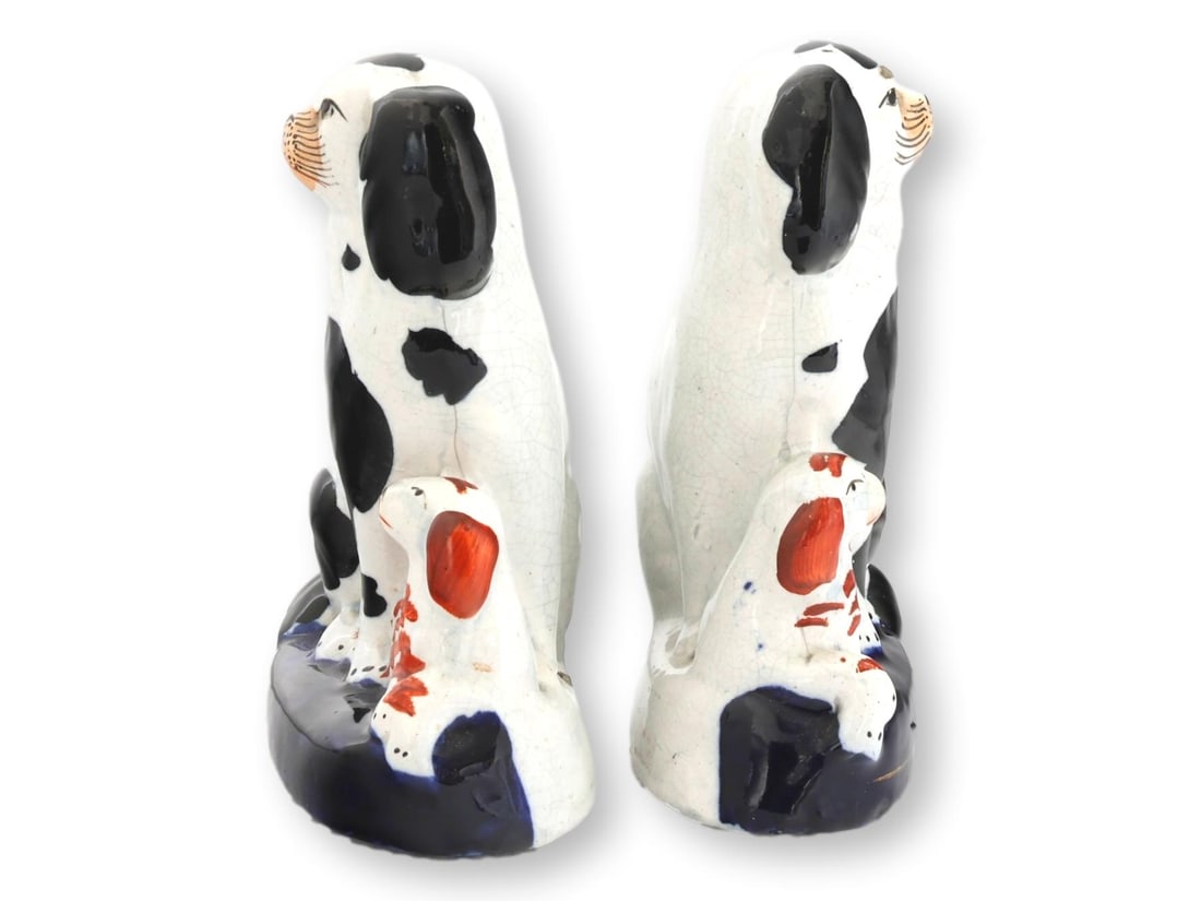 19th Century Staffordshire King Charles Dogs W/Pups - 5