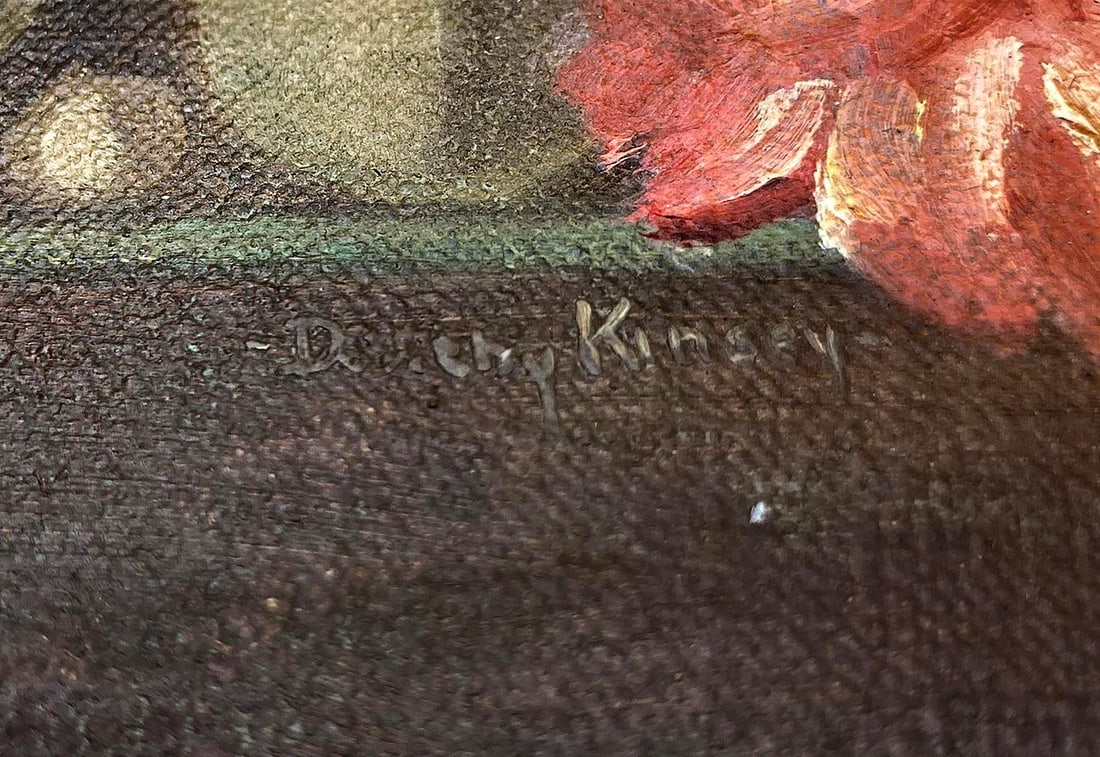 Antique Oval Floral Oil Painting - 10