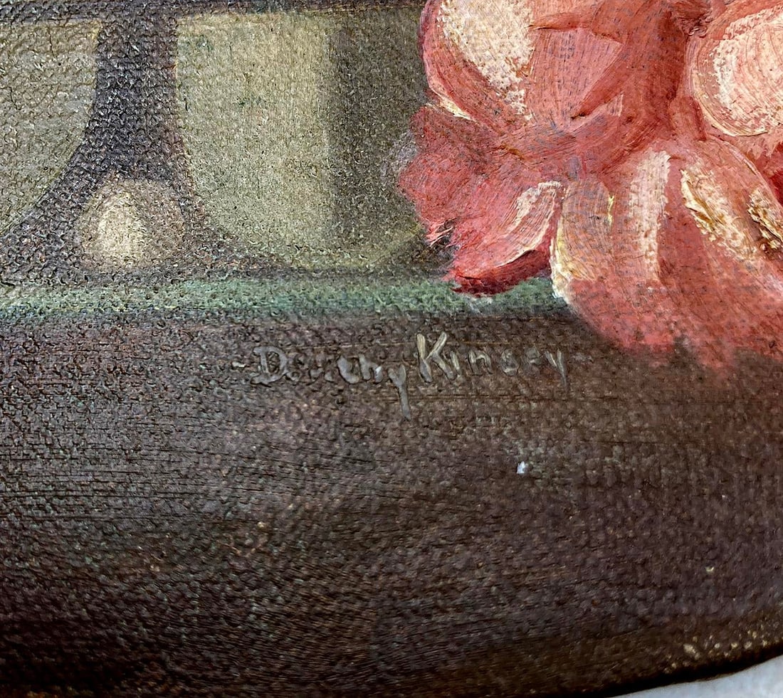 Antique Oval Floral Oil Painting - 13