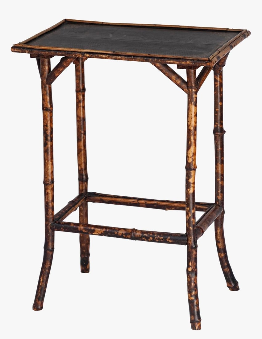 Vintage Petite Tortise Bamboo Side Table - 6