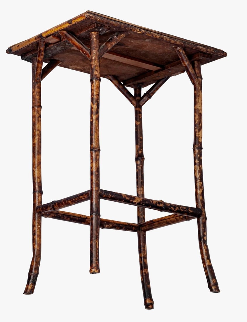 Vintage Petite Tortise Bamboo Side Table - 8