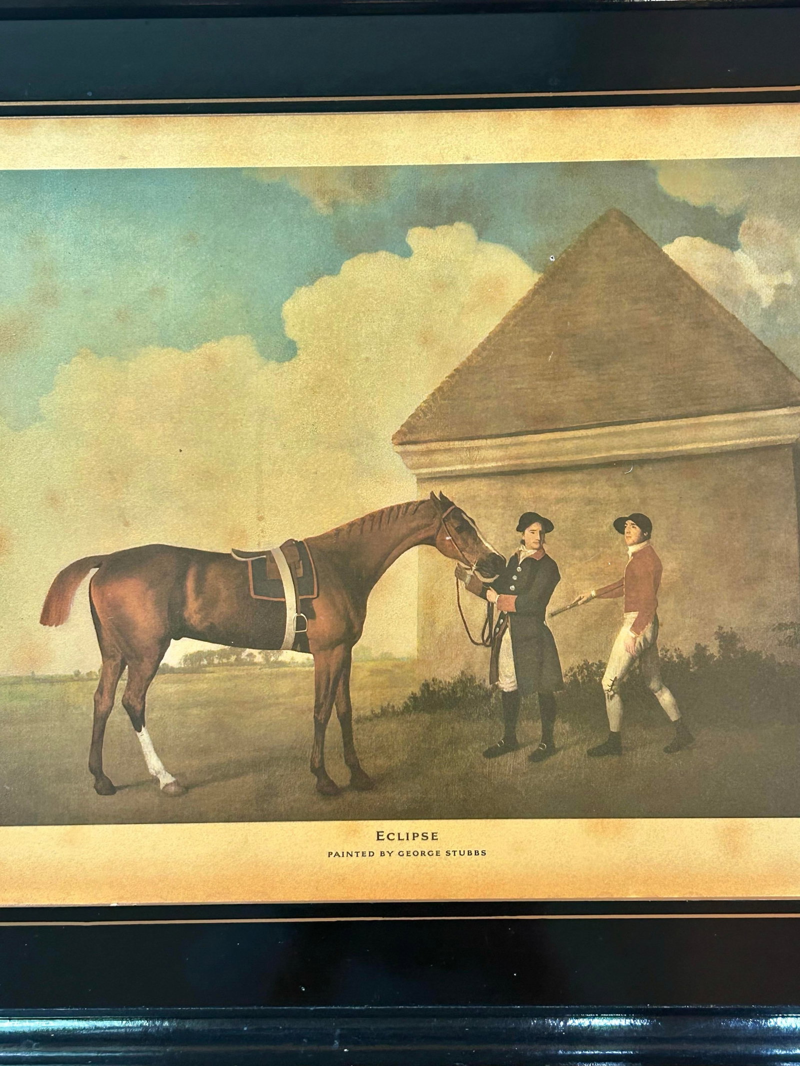 Vintage Abercrombie & Fitch English Black Lacquer Wood Serving Tray With George Stubbs "Eclipse" - 3