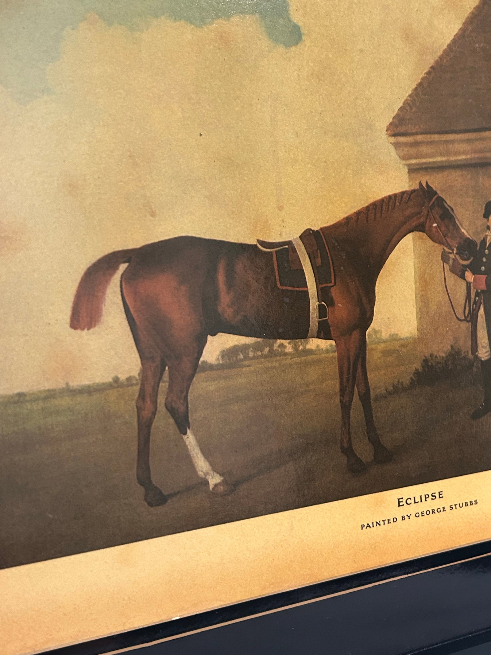 Vintage Abercrombie & Fitch English Black Lacquer Wood Serving Tray With George Stubbs "Eclipse" - 4