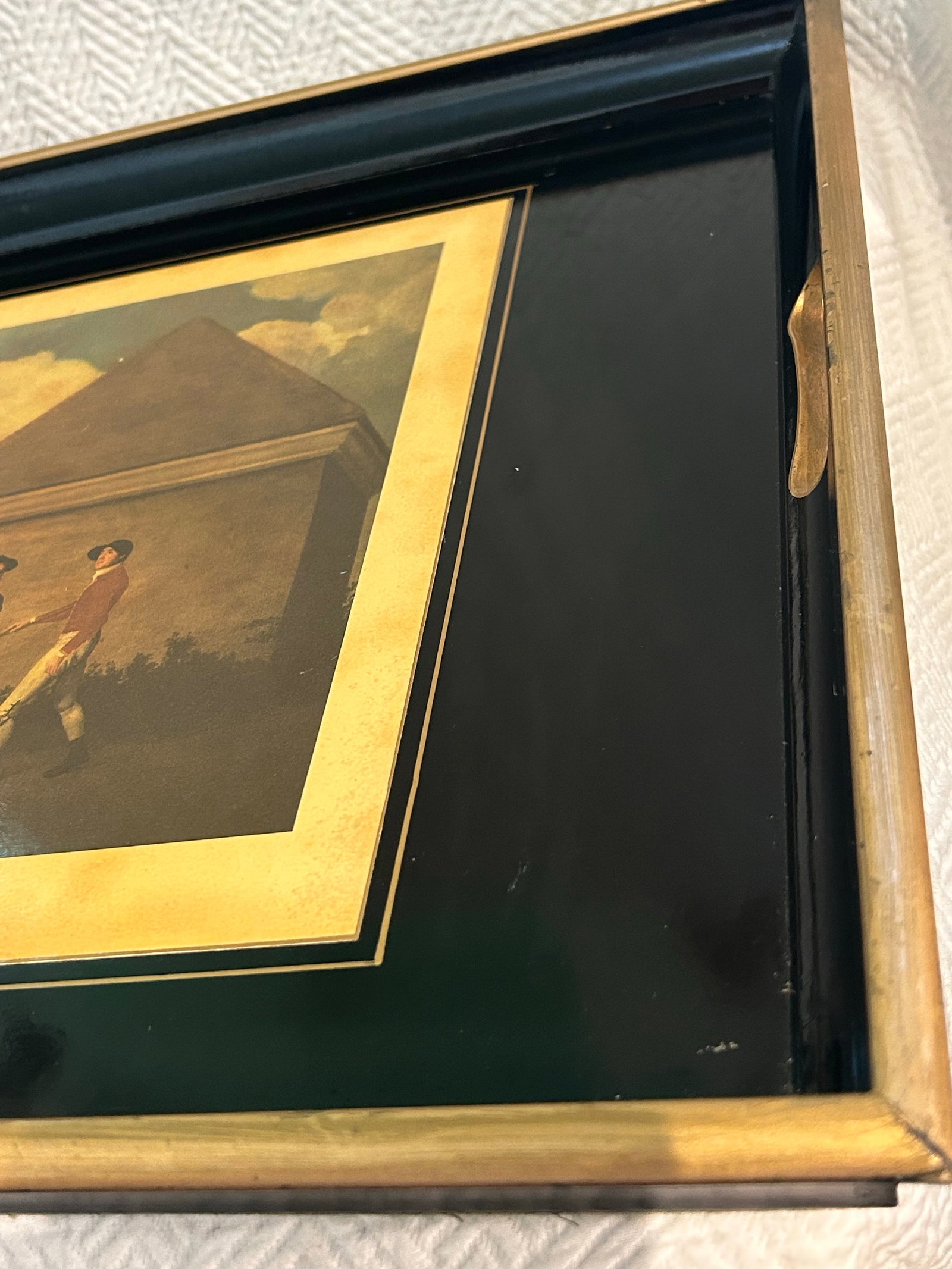 Vintage Abercrombie & Fitch English Black Lacquer Wood Serving Tray With George Stubbs "Eclipse" - 8