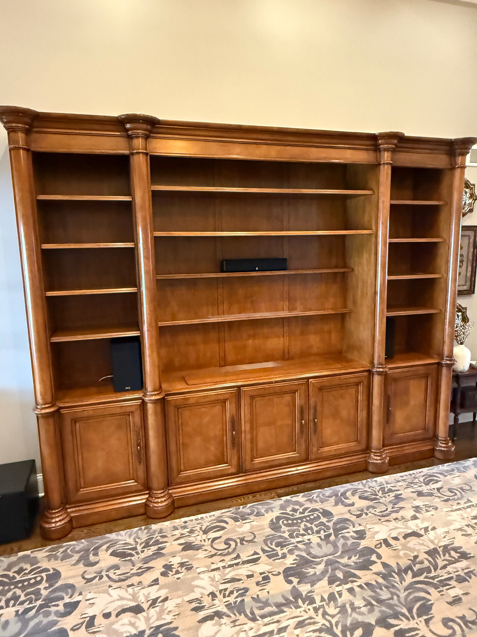 Century Furniture Traditional European Style Pecan Wood Finish Entertainment Center - 4