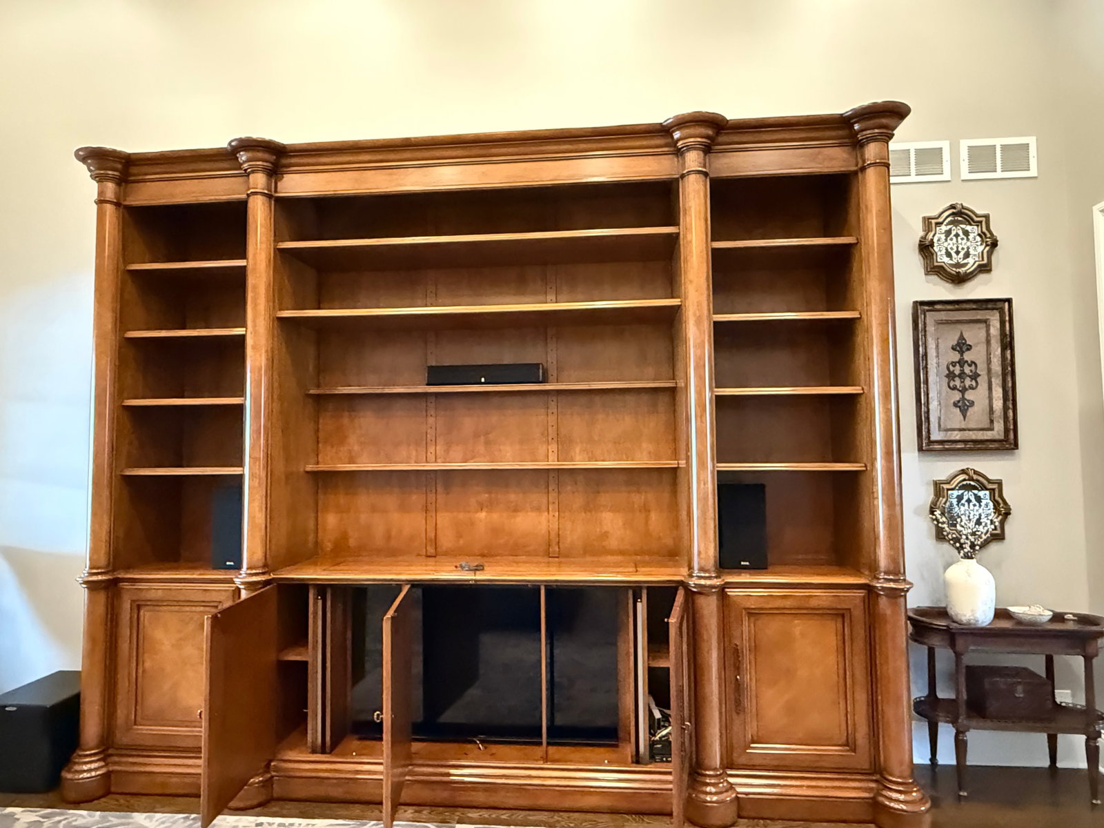 Century Furniture Traditional European Style Pecan Wood Finish Entertainment Center - 6