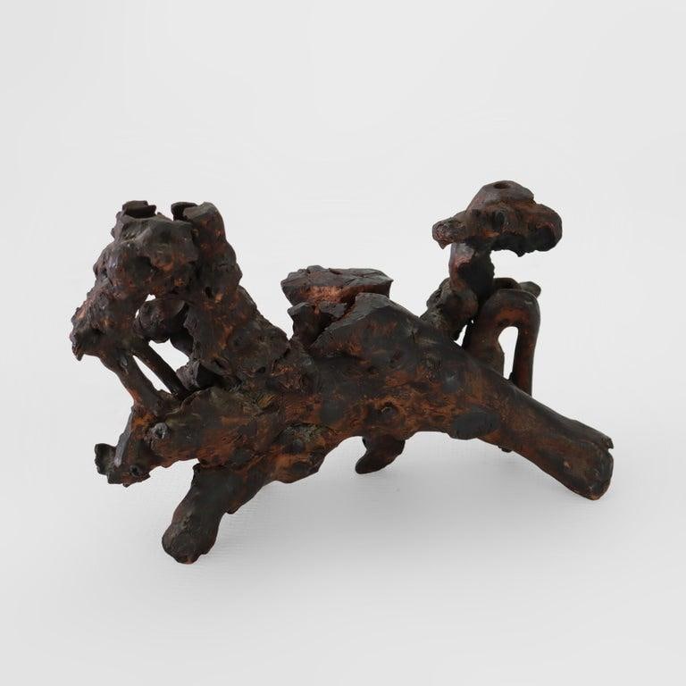 Chinese Carved Wood Folklore Figure With Wood Base 19thC - Set of 2 - 7