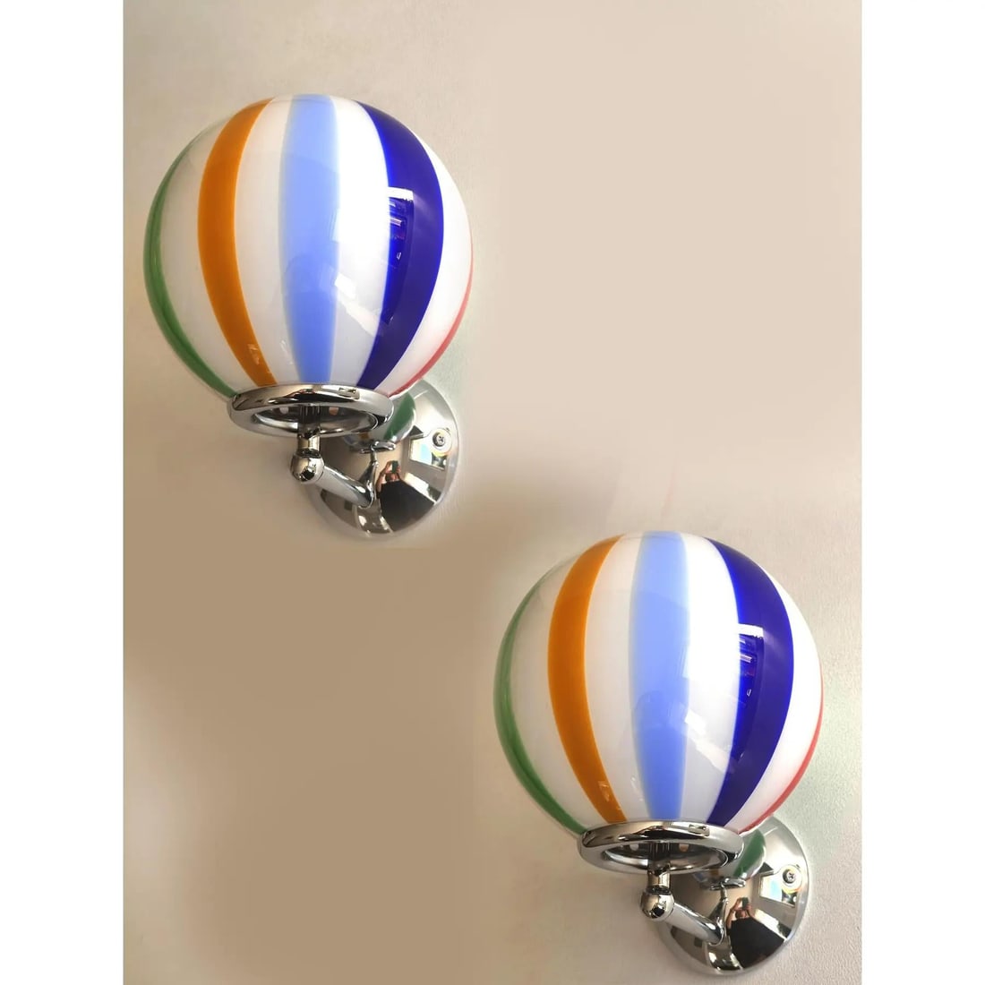 Contemporary Modern Multicolor Murano Glass "Rods" Wall Lamps – Lot of 4 - 3