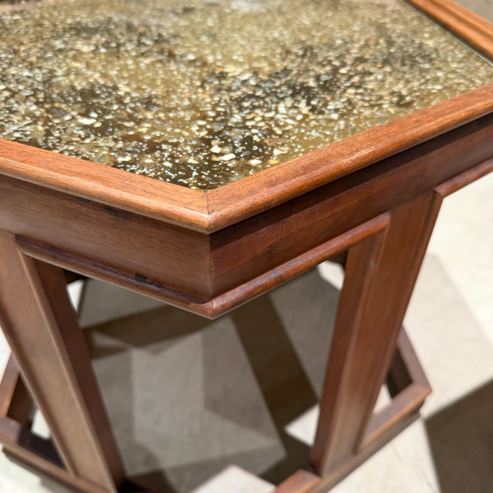 John Keal for Brown Saltman Hexagonal Pair Side Table Walnut Enamel - 9