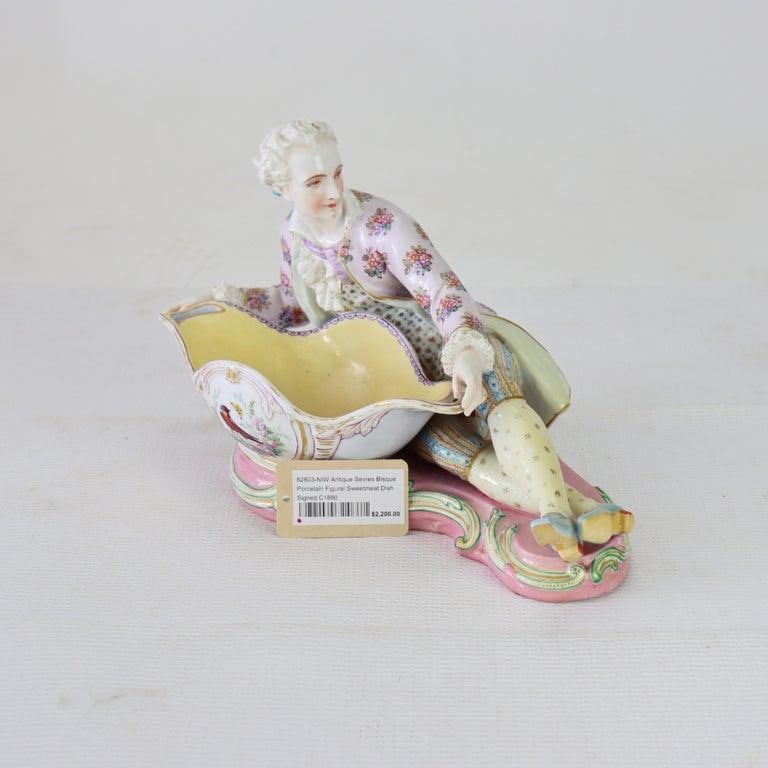 1880 Sevres Attr. Bisque Porcelain Figural Sweetmeat Dish - 3