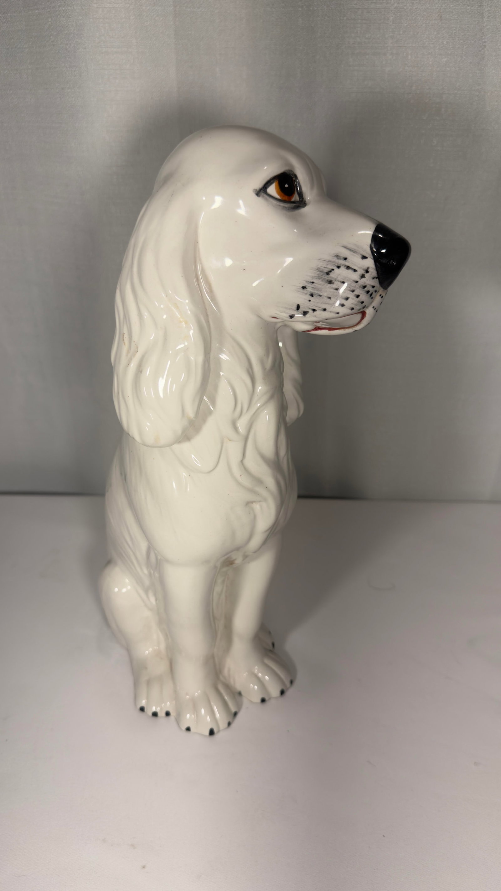1970s Hollywood Regency Italian Life-Size Ceramic Cocker Spaniel Statue - Dorothy Draper Style - 7