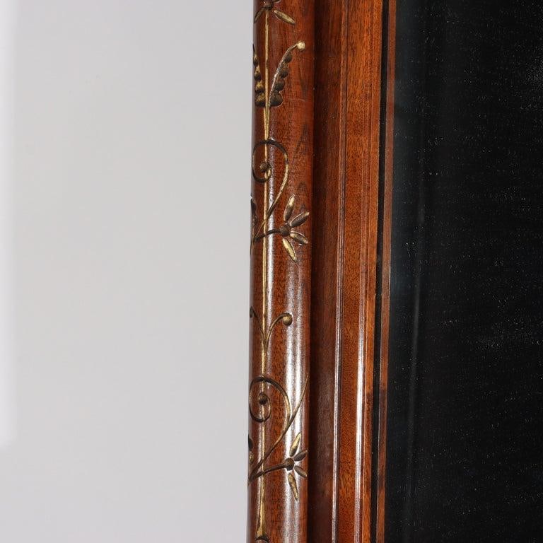 Eastlake Aesthetic Walnut Burl Hall Mirror Gilt Highlights C1870 - 14