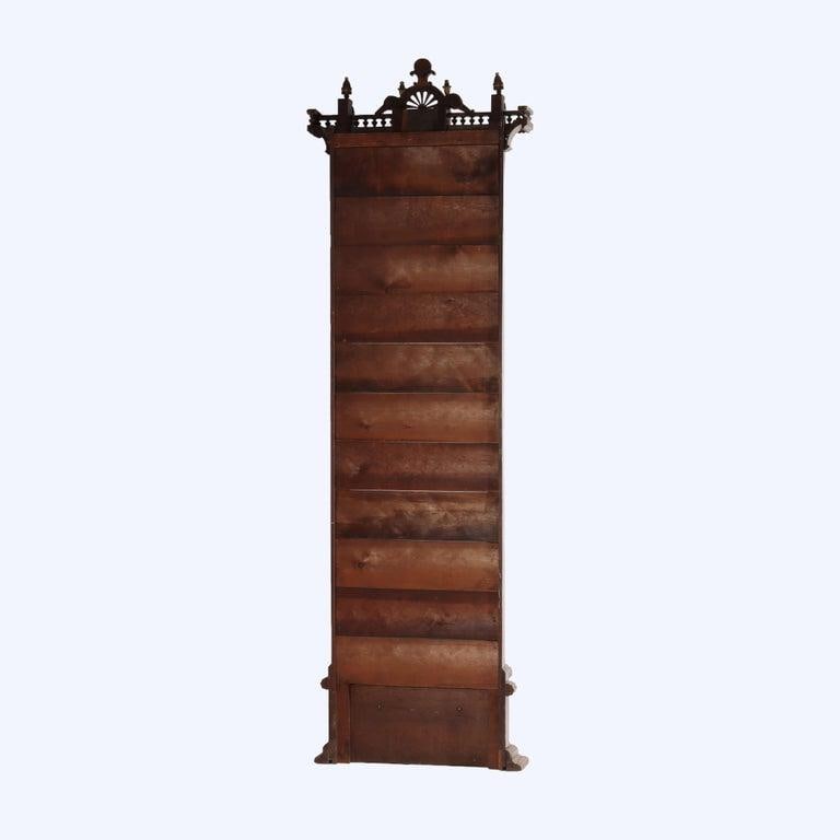 Eastlake Aesthetic Walnut Burl Hall Mirror Gilt Highlights C1870 - 16