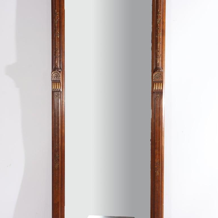 Eastlake Aesthetic Walnut Burl Hall Mirror Gilt Highlights C1870 - 6