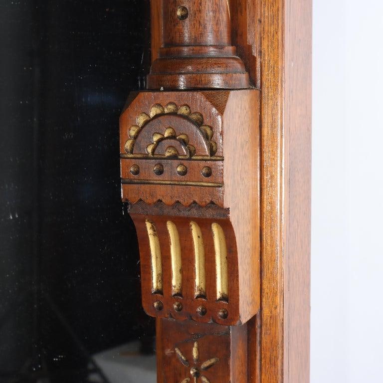 Eastlake Aesthetic Walnut Burl Hall Mirror Gilt Highlights C1870 - 9