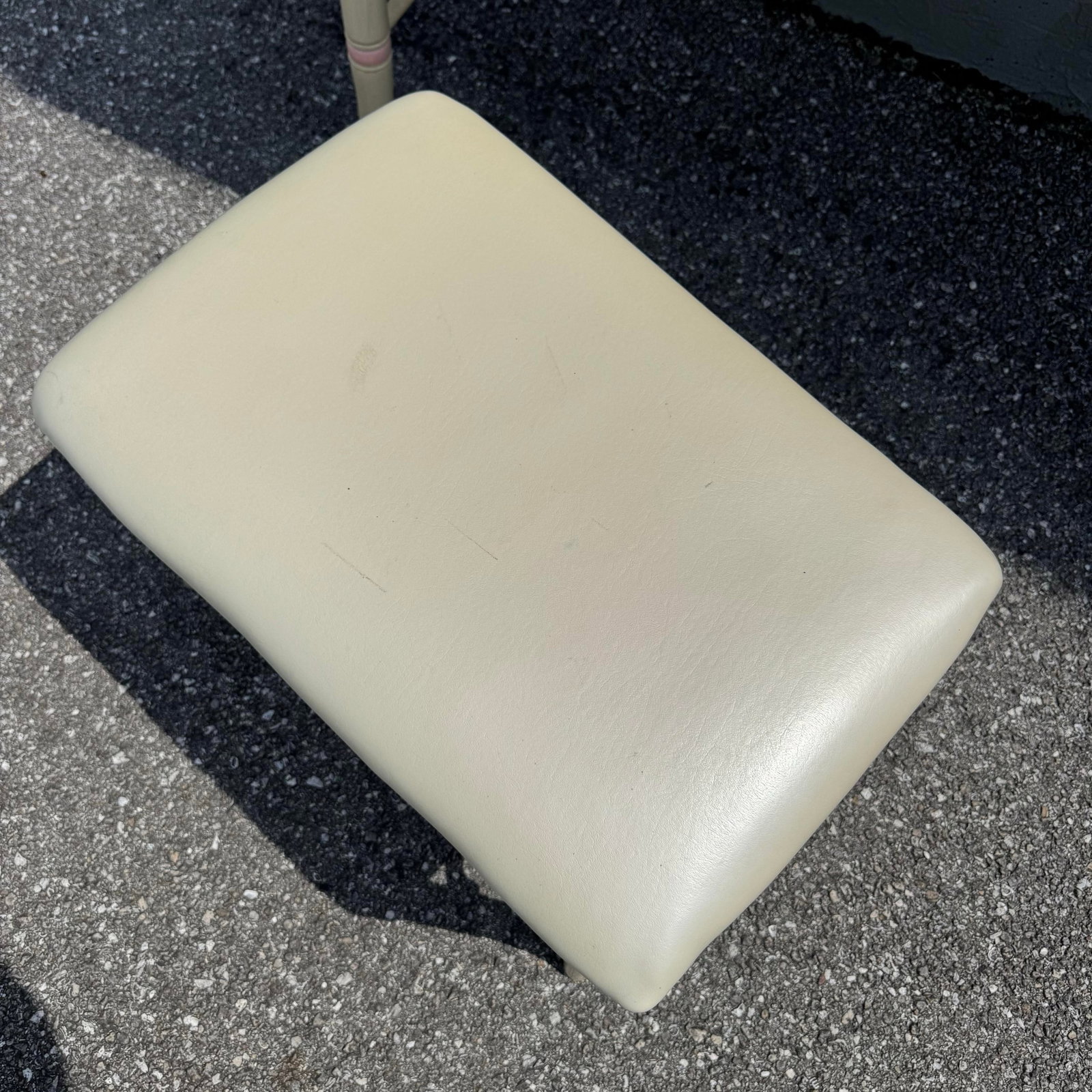 Vintage Coastal Pink and Cream Faux Bamboo Writing Desk With Low Stool by Thomasville - 7