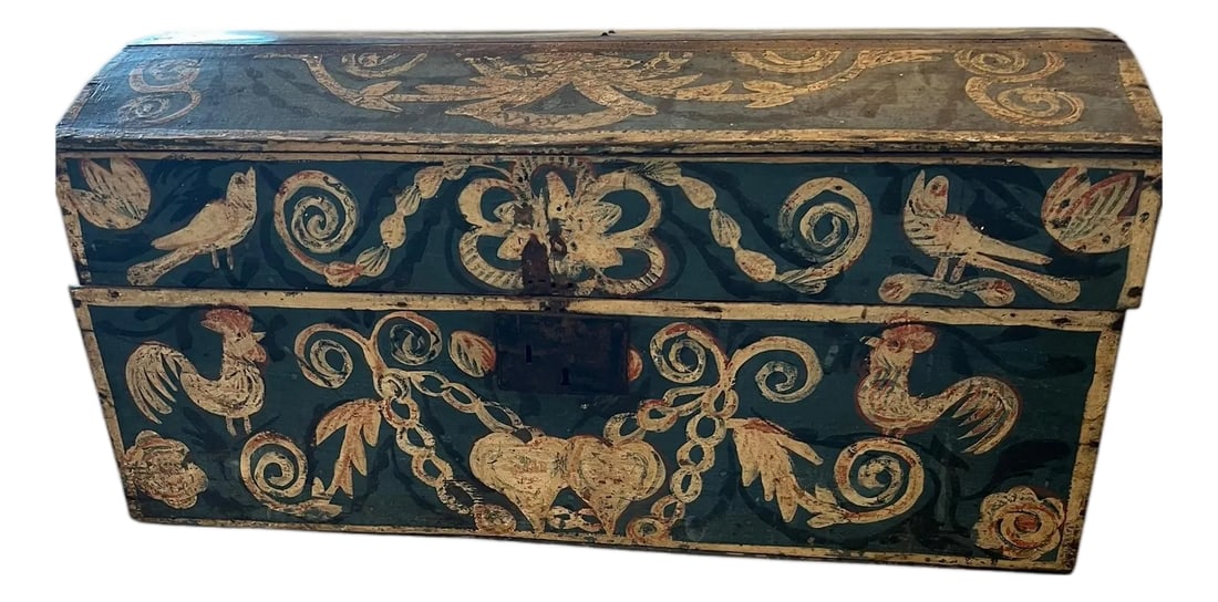 Large French Marriage Chest: Large French marriage chest, a substantial antique storage piece with strong presence and warm aged character. The form reflects traditional craftsmanship, designed with both function and symbolism,