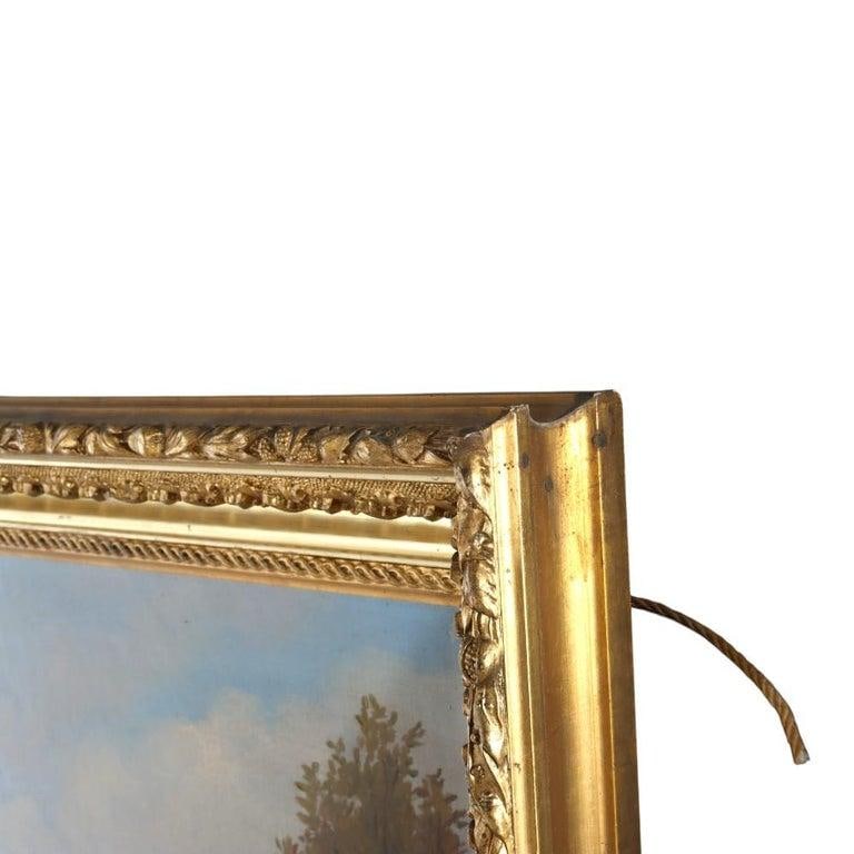 Hudson River School Oil on Canvas Painting of a River Scene 1890 - 5