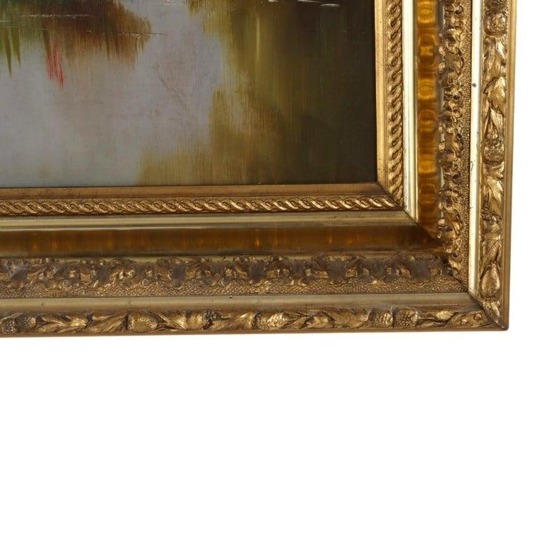 Hudson River School Oil on Canvas Painting of a River Scene 1890 - 6