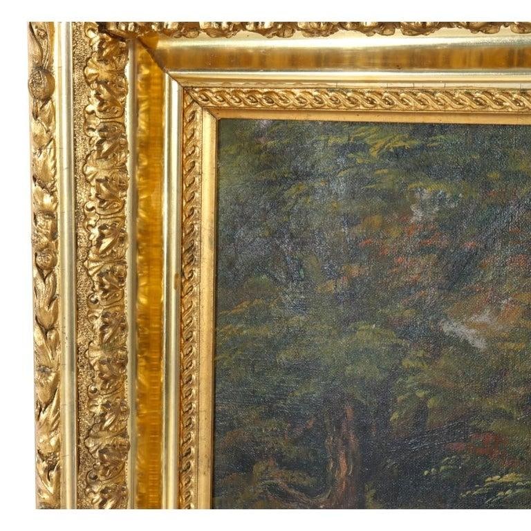 Hudson River School Oil on Canvas Painting of a River Scene 1890 - 9