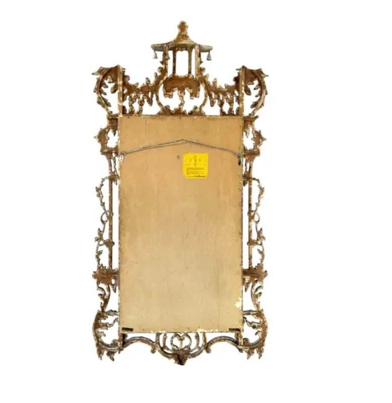 Chinese Chippendale Style Whitewashed Wall Mirror, Hand-Carved Wood - 7