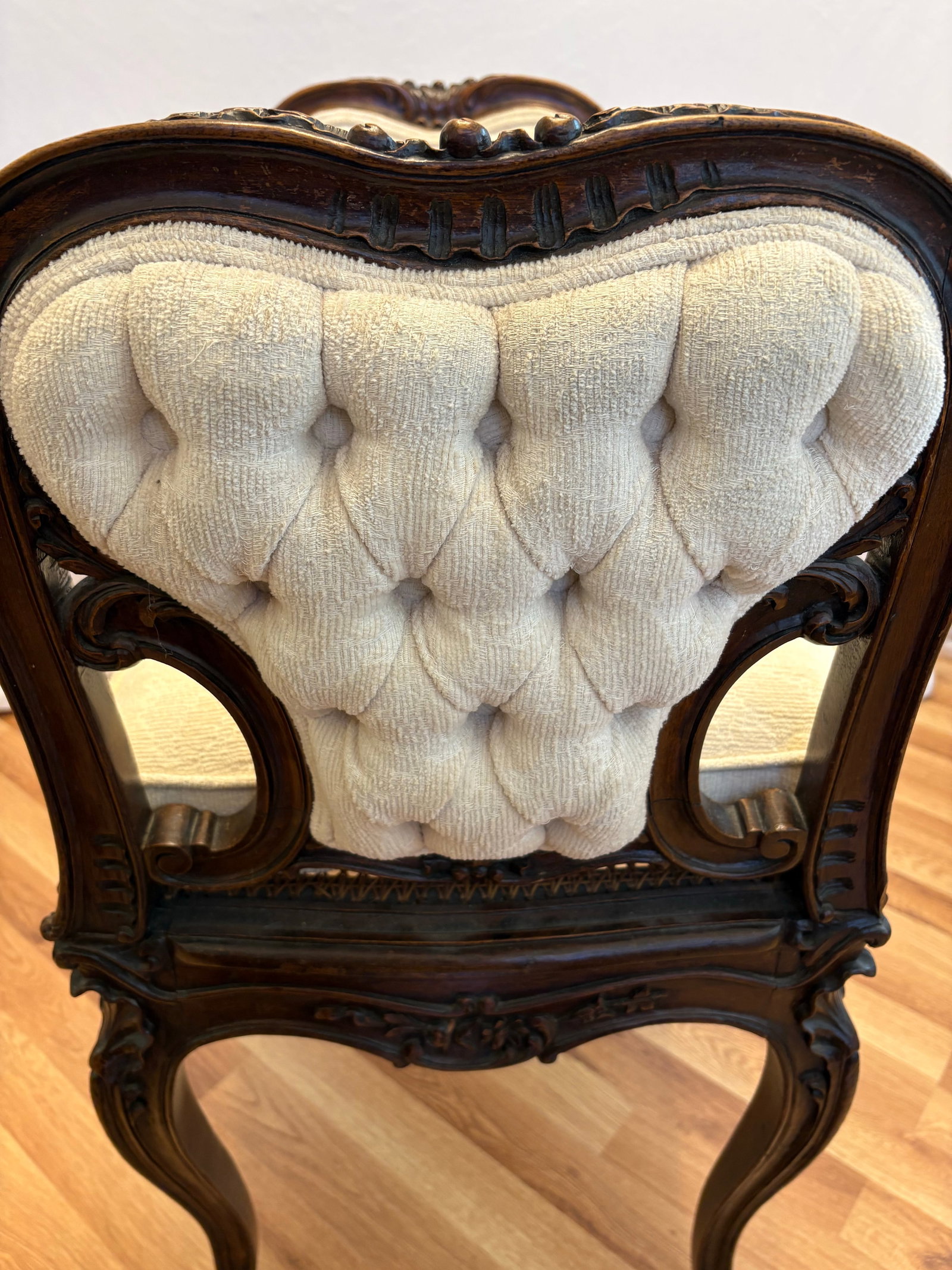 Mid 19th Century French Louis XV Style Carved Walnut and Cane Vanity Bench - 3