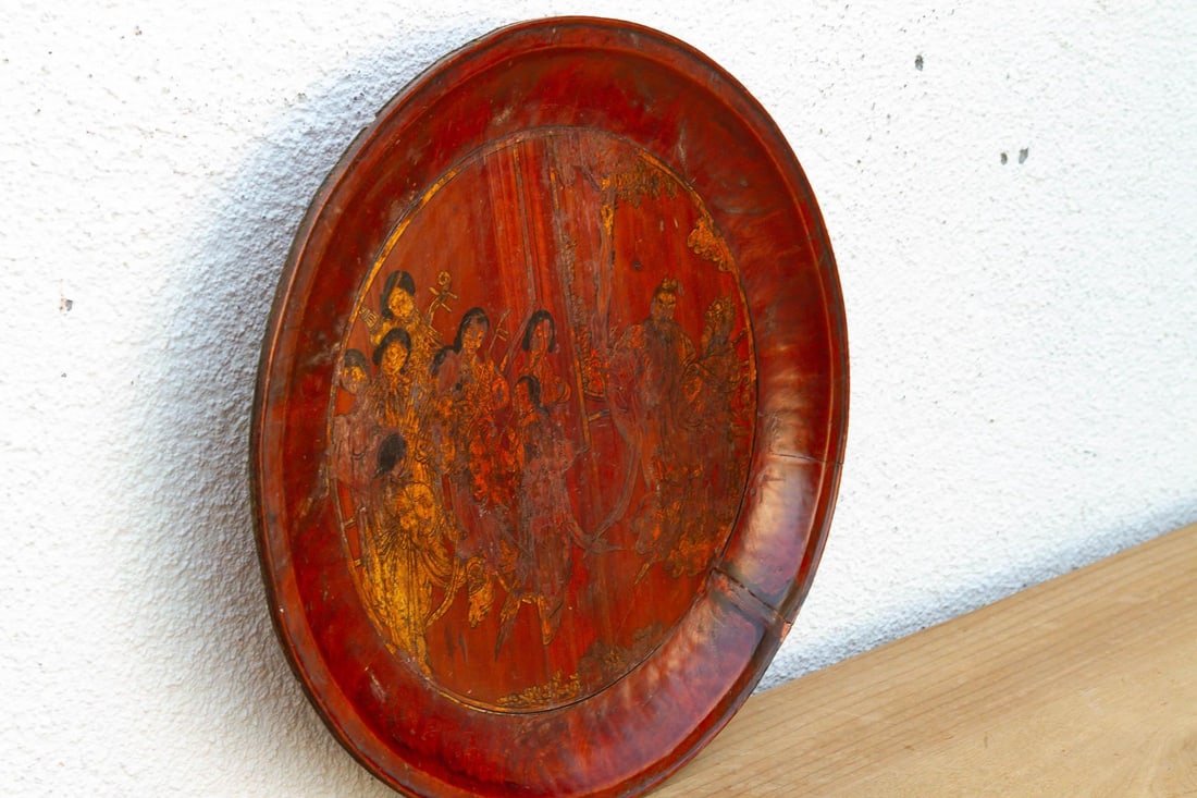 Antique Gilded Wood Offering Tray - 3