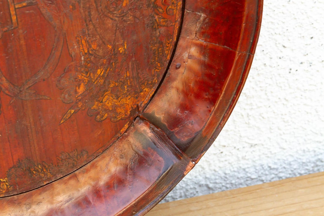 Antique Gilded Wood Offering Tray - 4