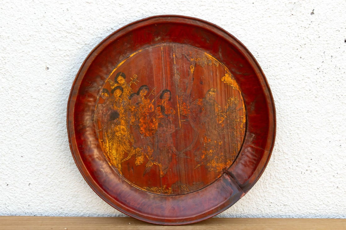 Antique Gilded Wood Offering Tray - 6