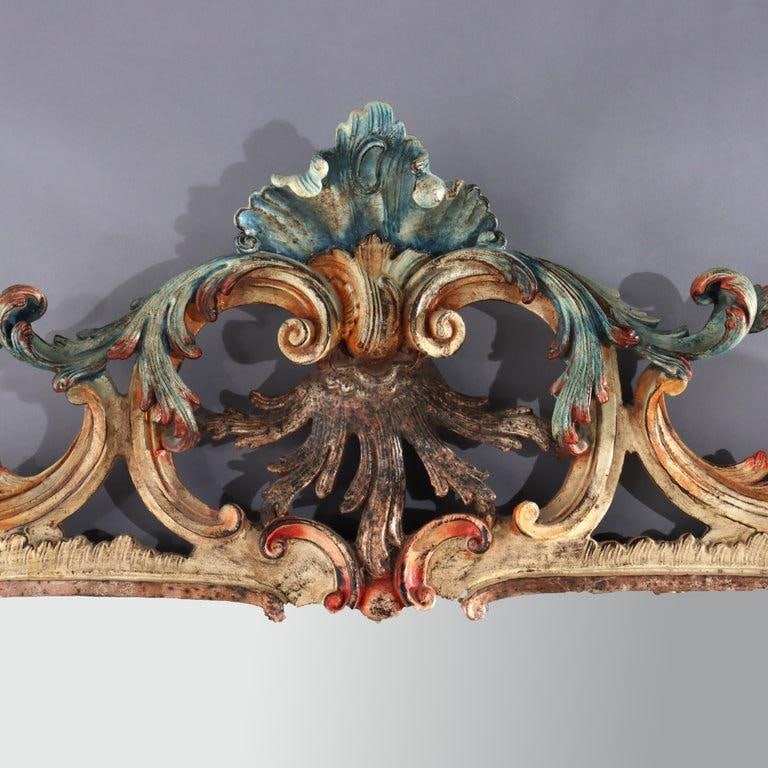 Large 54" French Niccolini Louis XIV Style Polychromed Mirror Signed 20thC - 2