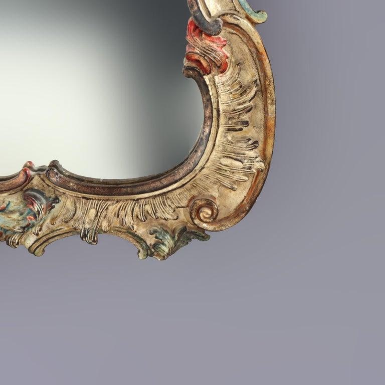 Large 54" French Niccolini Louis XIV Style Polychromed Mirror Signed 20thC - 3