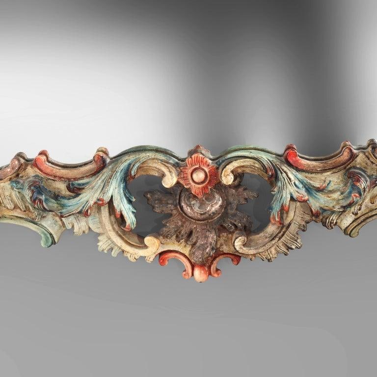Large 54" French Niccolini Louis XIV Style Polychromed Mirror Signed 20thC - 4