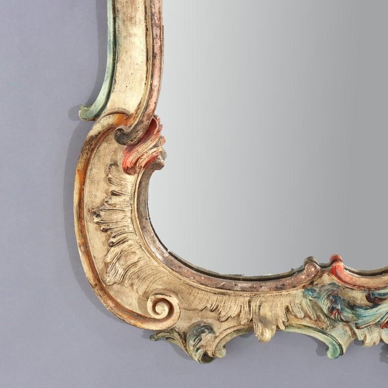 Large 54" French Niccolini Louis XIV Style Polychromed Mirror Signed 20thC - 5