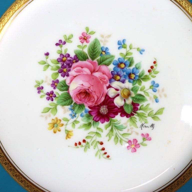 Set of 12 French Limoges Floral Decorated Porcelain Luncheon Plates C1900 - 2