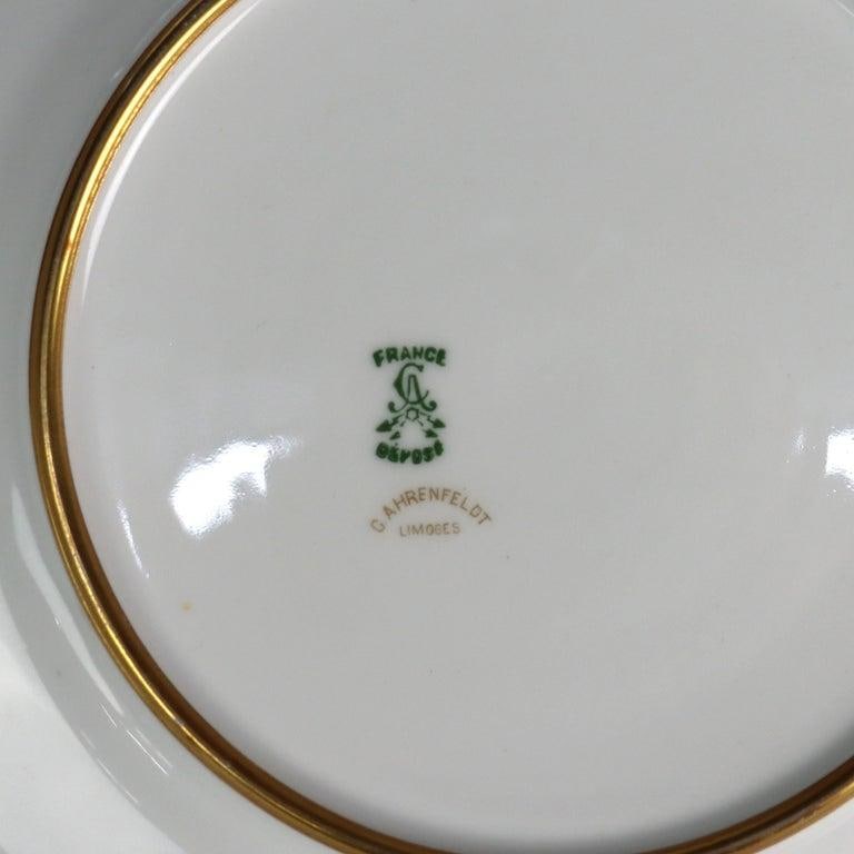 Set of 12 French Limoges Floral Decorated Porcelain Luncheon Plates C1900 - 4