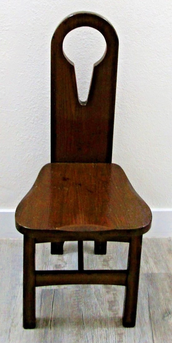 Antique American 1910s Pine Keyhole Dining Chair Side Chair - 2