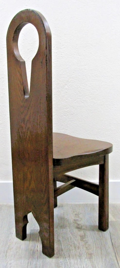 Antique American 1910s Pine Keyhole Dining Chair Side Chair - 5