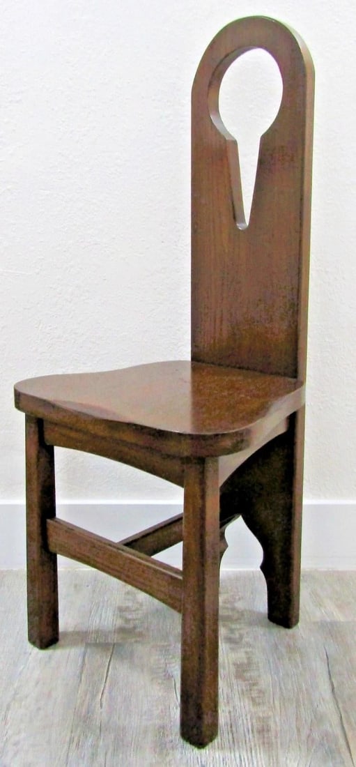 Antique American 1910s Pine Keyhole Dining Chair Side Chair - 9