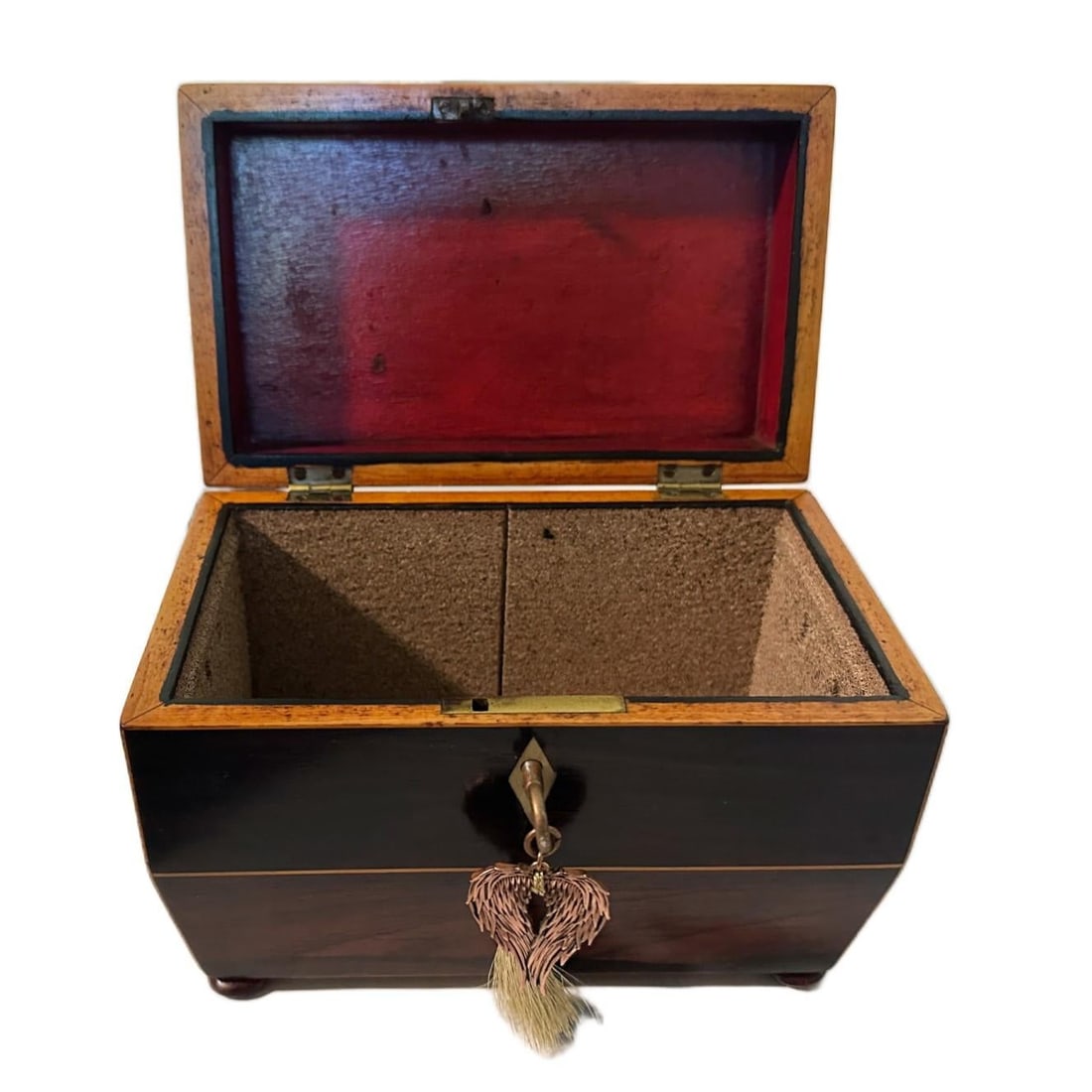 Antique English Regency Rosewood Tea Sarcophagus Caddy W/Satinwood Edging c.1820s - 3