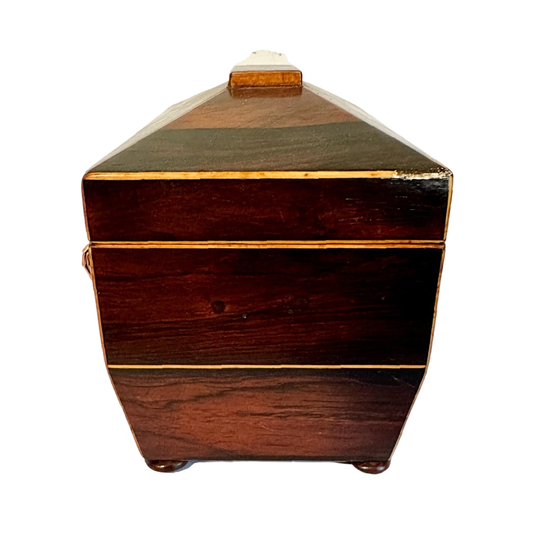 Antique English Regency Rosewood Tea Sarcophagus Caddy W/Satinwood Edging c.1820s - 6