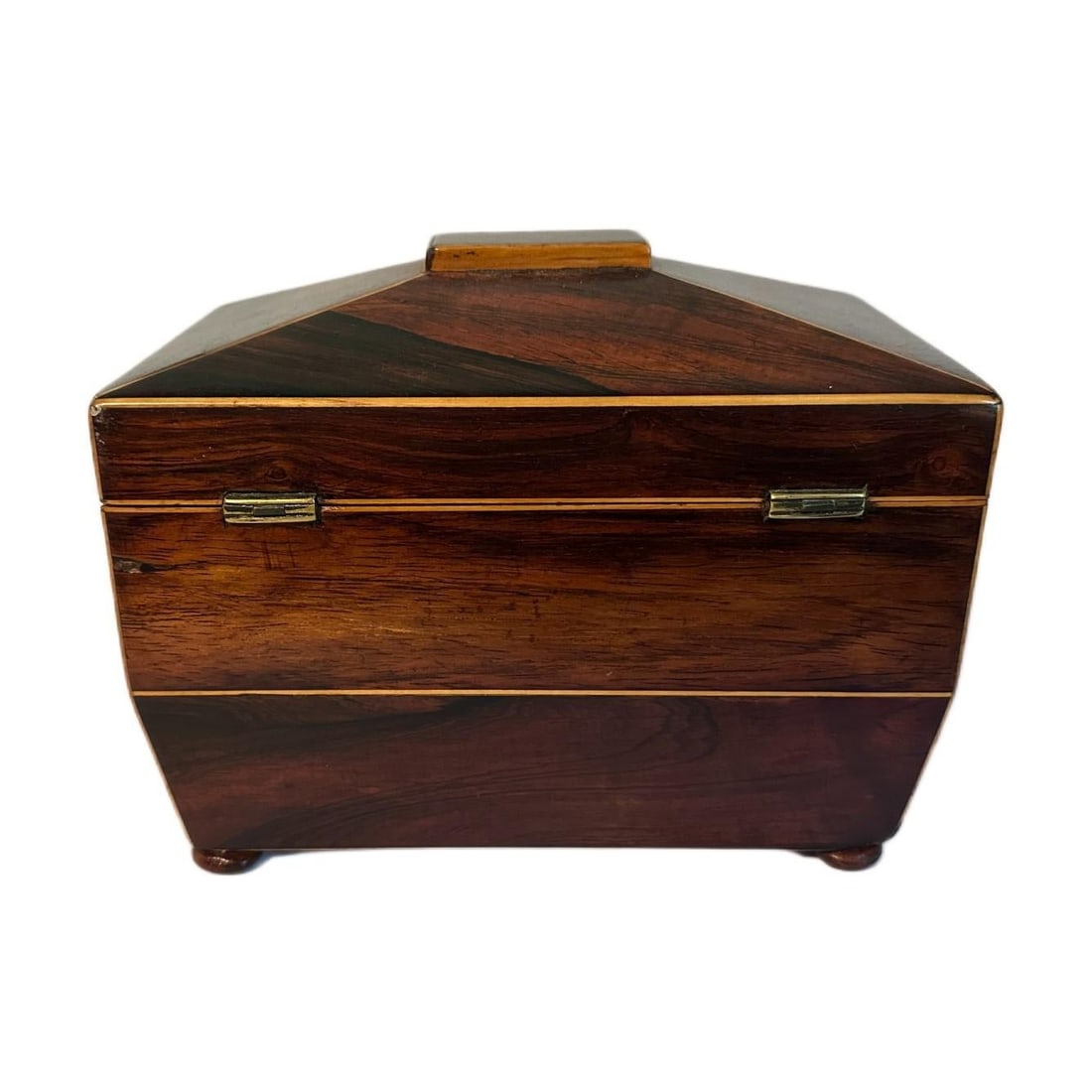 Antique English Regency Rosewood Tea Sarcophagus Caddy W/Satinwood Edging c.1820s - 7