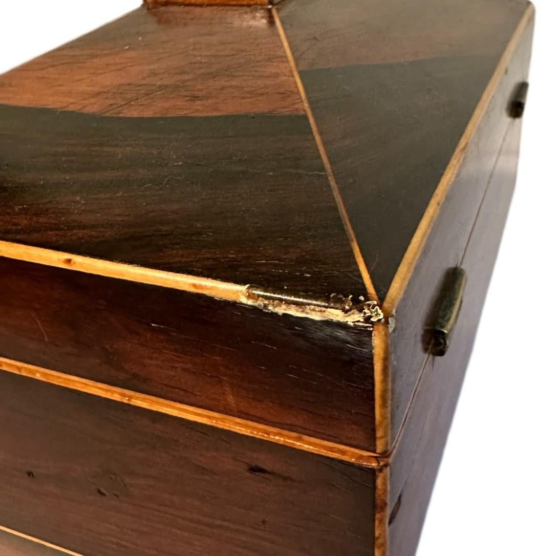 Antique English Regency Rosewood Tea Sarcophagus Caddy W/Satinwood Edging c.1820s - 9